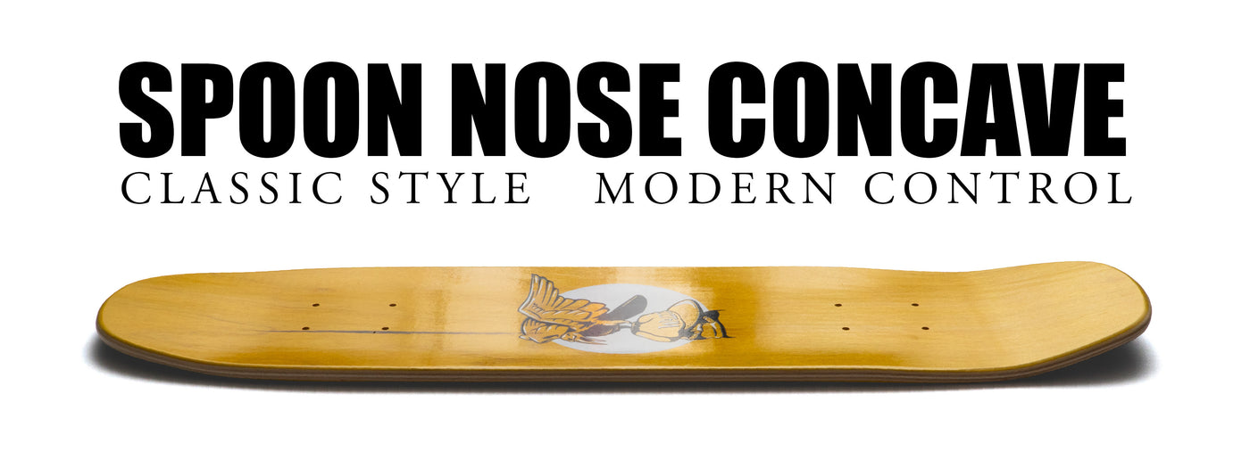 SPOON NOSE SINGLE KICK OLDSCHOOL FREESTYLE SKATEBOARD, WALTZ SKATEBOARD DECK SHAPE CONCAVE