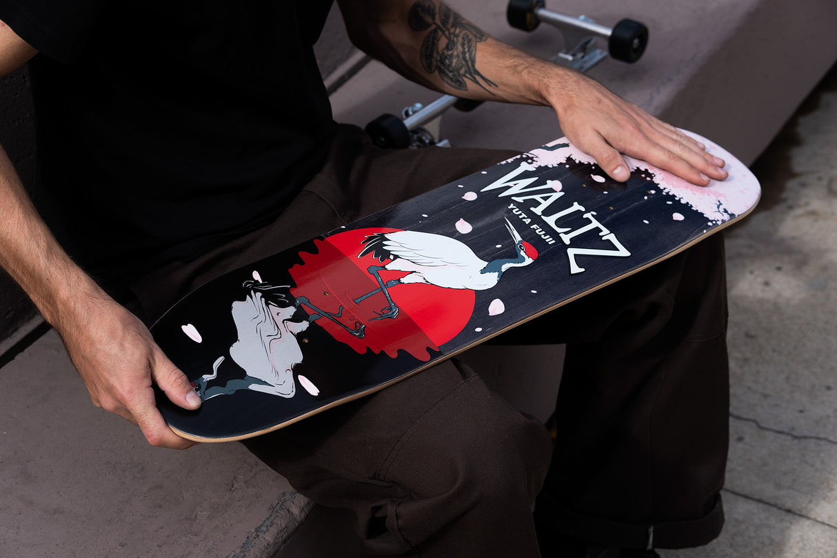 pink crane skateboard black wood stain twin freestyle skateboard deck yuta fujii rodney black stain waltz mullen powell peralta andy anderson twin tail symmetrical skateboard deck trucks