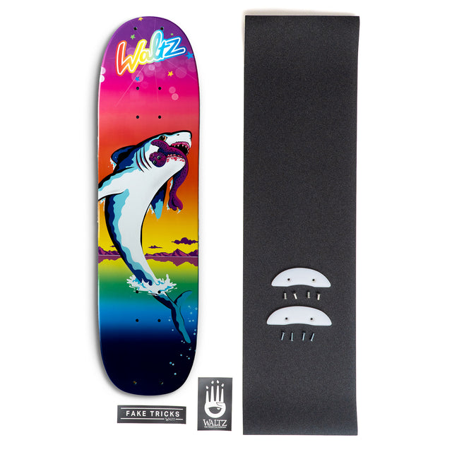waltz skateboarding skateboard deck with skid plates rainbow lisa frank back to school seal shark blood jaws dolphin whale colors pony ocean funny commedy skateoard